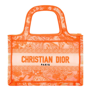 Christian Dior Mini Book Tote in Orange Embroidered Toile de Jouy Canvas