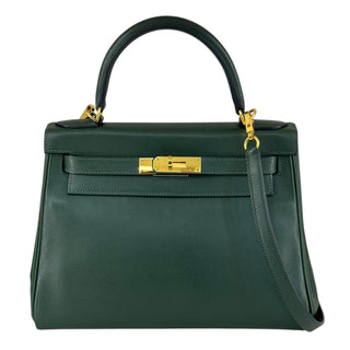 Hermès Kelly 28 In Vert Anglais Togo Leather With Gold Hardware