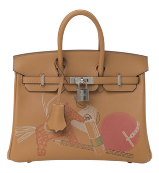Hermès Birkin 25 In & Out In Biscuit Swift Leather With Palladium Hardware