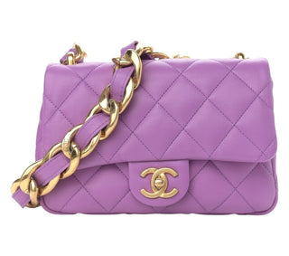 Chanel Purple Lambskin Quilted Small CC Funky Town Flap Bag