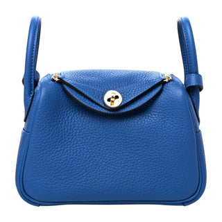 Hermès Mini Lindy 20 in Bleu Mykonos Togo Leather With Gold Hardware
