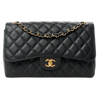 Chanel Black Caviar Jumbo Double Flap With Gold Hardware