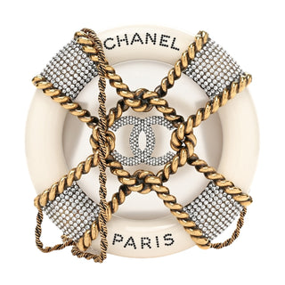 Chanel White Resin Crystal Rescue Wheel Minaudière Bag