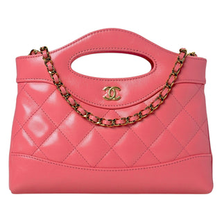 Chanel Coral Pink Shiny Calfskin Quilted Nano 31 Shopping Bag