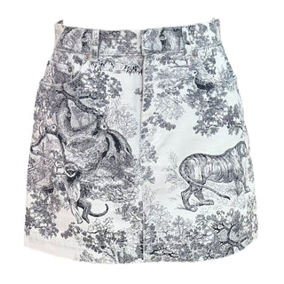 Christian Dior Toile de Jouy Jungle Print Cotton Mini Skirt