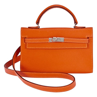 Hermes Orange Kelly 15 Epsom Leather With Palladium Hardware