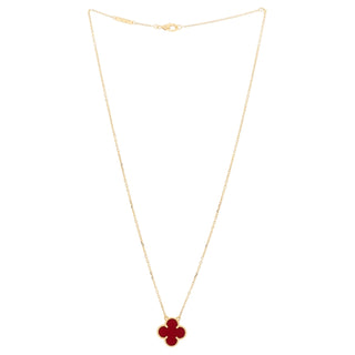 Van Cleef & Arpels 1 Motif Carnelian 18K Yellow Gold Vintage Alhambra Necklace