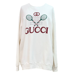 Gucci Ivory Tennis Logo Graphic Sweatshirt