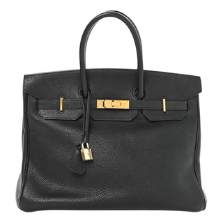 Hermès Birkin 35 Black Clemence Leather With Gold Hardware