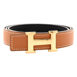 Hermès Swift & Epsom 24mm Constance H Belt in Black & Gold