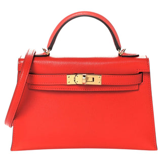 Hermes Mini Kelly 20 Rouge De Coeur Chevré Leather With Gold Hardware