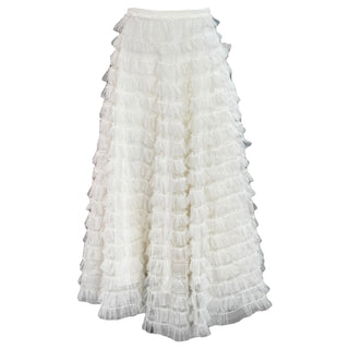 Christian Dior White Tiered Ruffle Maxi Skirt