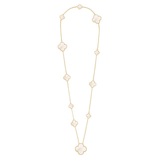 Van Cleef & Arpels Magic Alhambra Long Necklace 18K Yellow Gold With 11 Mother-of-Pearl Motifs