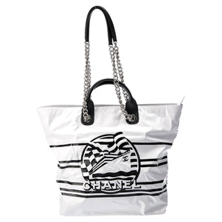 Chanel White Nylon La Paisa Bay Shopping Tote