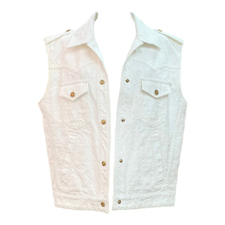Louis Vuitton White Monogram Embossed Denim Sleeveless Vest