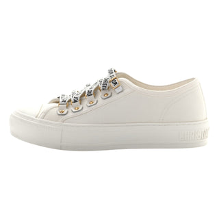 Christian Dior White Canvas Walk’n’Dior Low-Top Sneakers With Logo Laces
