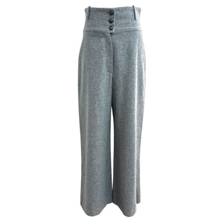 Chanel Grey High-Waist Wool Wide-Leg Trousers