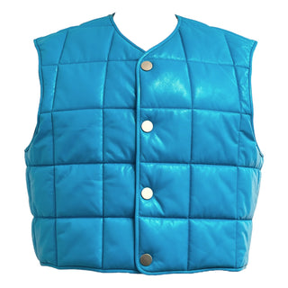 Bottega Veneta Blue Quilted Leather Gilet