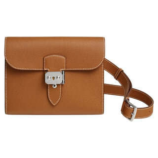 Hermes Gold Sac A Depeches 21 Bag In Epsom Leather With Palladium Hardware