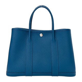 Hermes Garden Party 30 Veau Negonda In Bleu Outremer With Palladium Hardware