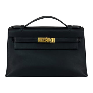 Hermès Kelly Pochette Black Swift Leather With Gold Hardware