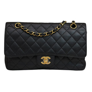 Chanel Black Caviar Quilted Medium Double Flap Bag With Gold Hardware
