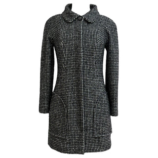 Chanel Black & White Houndstooth Wool Coat