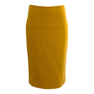Max Mara Mustard Yellow Hooded Wool Wrap Coat & Skirt Set