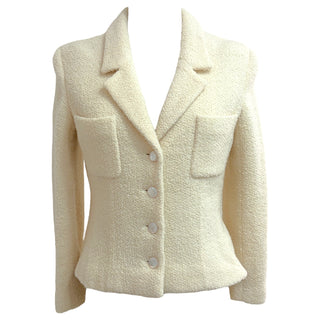 Chanel Cream Bouclé Wool Jacket with Mother-of-Pearl Buttons