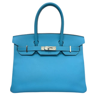 Hermes Birkin 30 Blue Jean Epsom Leather With Palladium Hardware