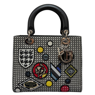 Christian Dior Houndstooth Patch Embellished Medium Lady Dior Bag