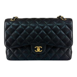 Chanel Black Caviar Jumbo Double Flap With Gold Hardware