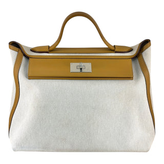 Hermès 24/24 35 Sesame Swift Leather & Canvas Bag GHW