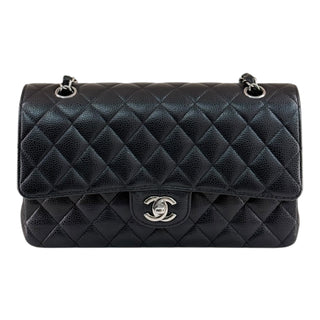 Chanel Black Caviar Medium Classic Double Flap Bag With Silver Hardware