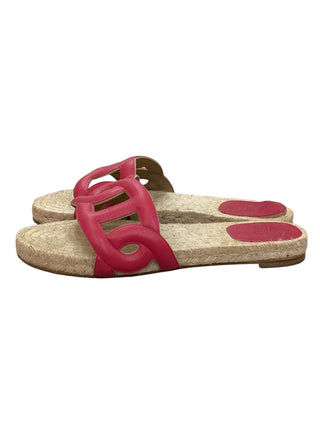 Hermes Rosa Framboise Nappa Famosa Espadrille Sandals