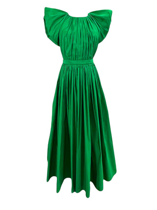 Alexander McQueen 2023 Kelly Green Open Back Puff Sleeve Dress