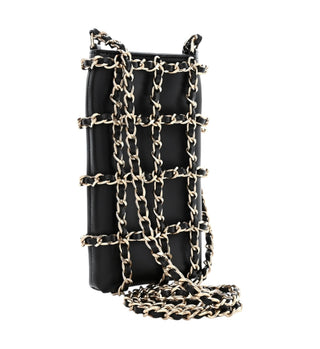 Chanel Black Lambskin Tech Me Out With Crossbody Chain Clutch