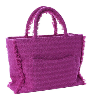 Chanel Magenta Tweed Large Zipped Shopping Tote Bag