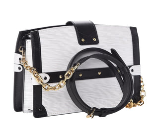 Louis Vuitton White & Black Epi Trunk Clutch Crossbody Bag