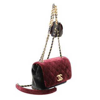 Chanel Velvet Red & Blue Quilted Small Camellia Flap Bag