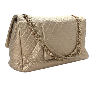 Chanel Gold Metallic Calfskin Quilted XXL Travel Flap Bag