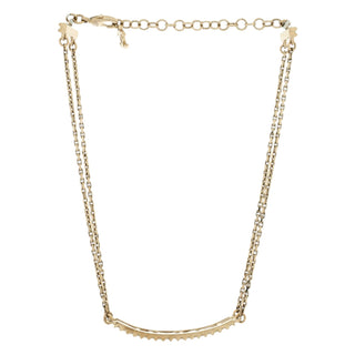 Chanel Gold Metal Crystal Logo Choker Necklace