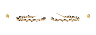 Chanel Black Lambskin Crystal CC Star Chain Hoop Earrings