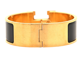Hermes Black Enamel Wide Clic Clac H Bracelet