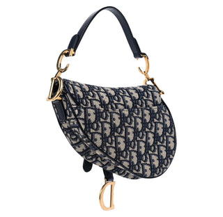 Christian Dior Blue Oblique Mini Saddle Bag With Strap