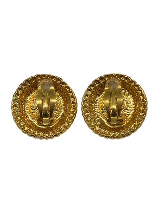 Chanel Vintage Gold-Tone Green Gripoix Clip-On Earrings