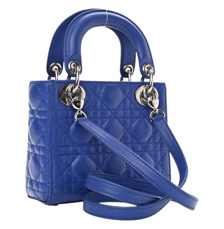 Christian Dior Blue Lambskin Quilted Mini Lady Dior Bag