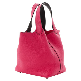 Hermès Rose Shocking Taurillon Clemence Picotin 18 PM With PHW