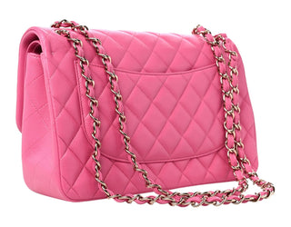 Chanel Pink Caviar Quilted Jumbo Double Flap Bag With GHW