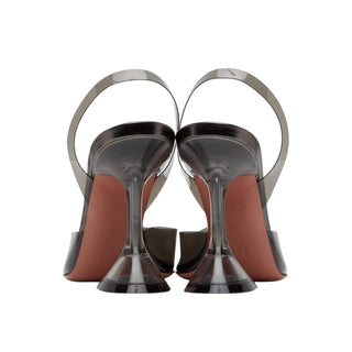 Amina Muaddi Gray Holli Glass Sling Heels